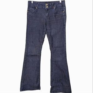 d. jeans Dark Wash Mid Rise Stretch Flare Wide Waistband Denim Jeans size 12